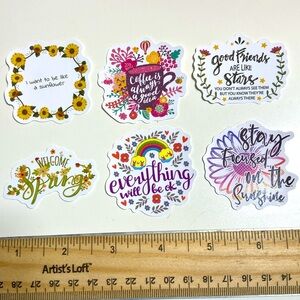 5 for $10: 6 Spring Flowery Vibes Stickers WATERPROOF! 🌱 🌺